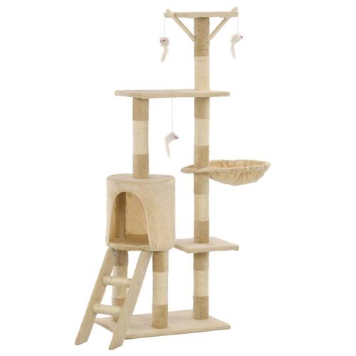 Kradsetræ til katte med sisal-kradsestolper 138 cm beige