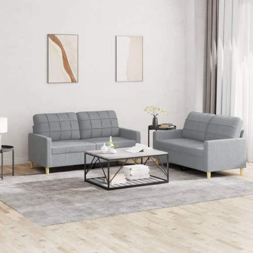 Sofasæt i stof - 2-personers + 2-personers, lysegrå