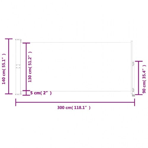 Sammenrullelig sidemarkise til terrasse/altan 140×300 cm - grå