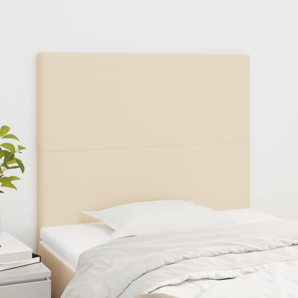 Sengegavle 80X5X78/88 Cm Stof Farvet Creme - Høj / 100 cm