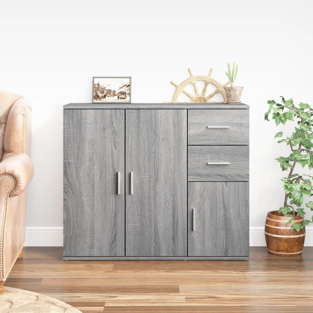 Skænk 91X29,5X75 Cm Konstrueret Træ - Grå sonoma-eg