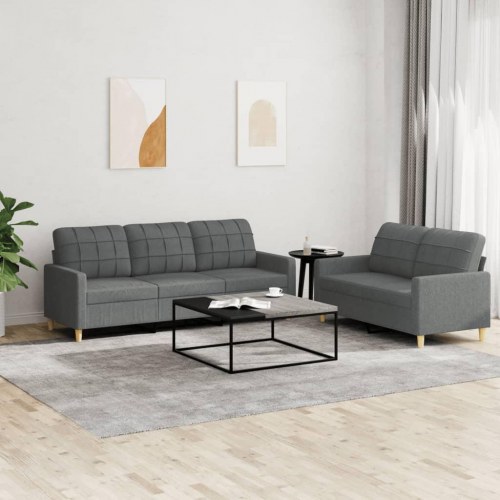 Sofasæt i stof - 2- og 3-personers med hynder, mørkegrå