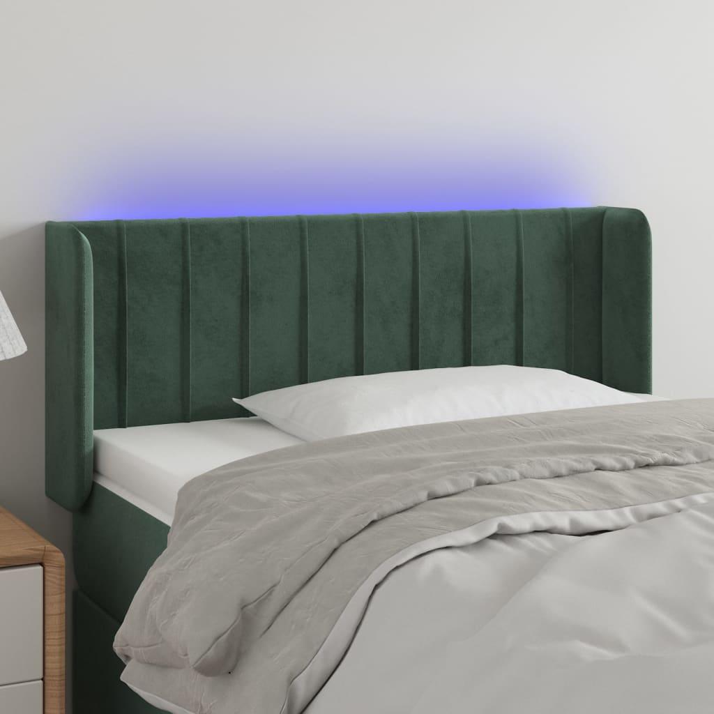 Sengegavl Med Led-Lys Stof - Mørkegrøn / 93 x 16 x 78/88 cm