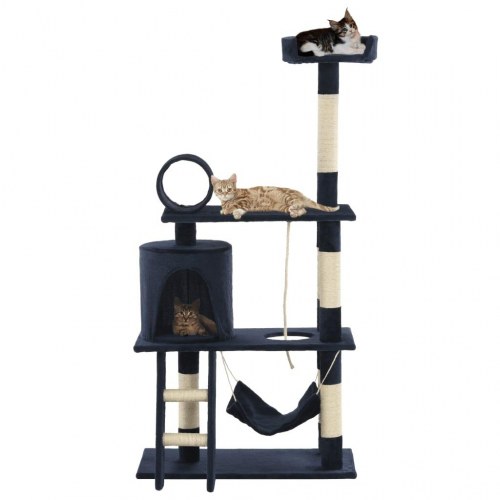 Kradsetræ med sisal til katte 140 cm mørkeblå