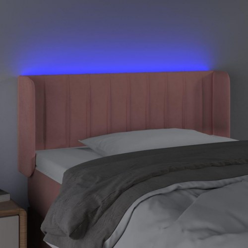 Sengegavl med LED-lys 93 x 16 x 78/88 cm fløjl - lyserød