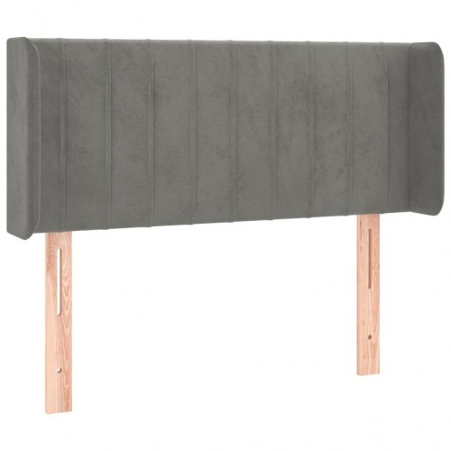 Sengegavl med LED-lys 103 x 16 x 78/88 cm fløjl - lysegrå