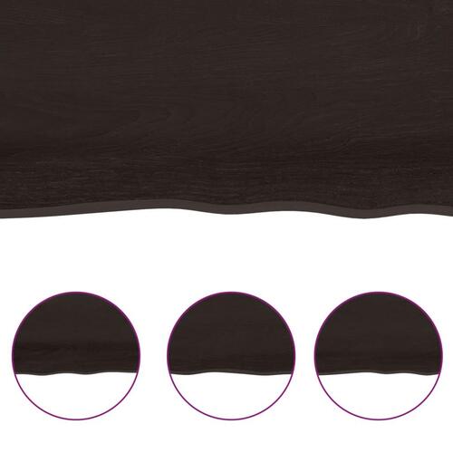 Bordplade 200x60x(2-6) cm naturlig kant behandlet træ mørkebrun