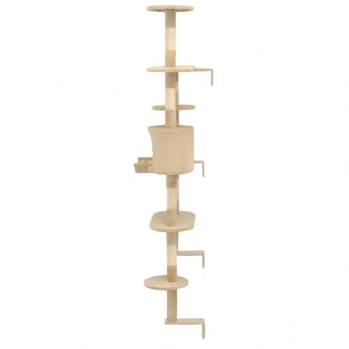 Vægmonteret kradsetræ med sisal-kradsestolper - 194 cm, beige