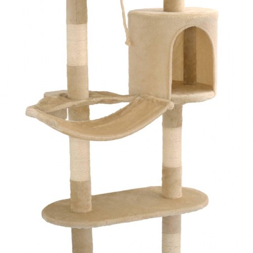Vægmonteret kradsetræ med sisal-kradsestolper - 194 cm, beige