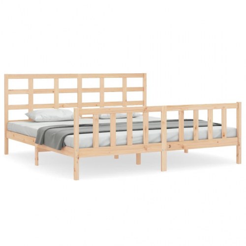 Sengeramme med sengegavl 180x200 cm massivt træ