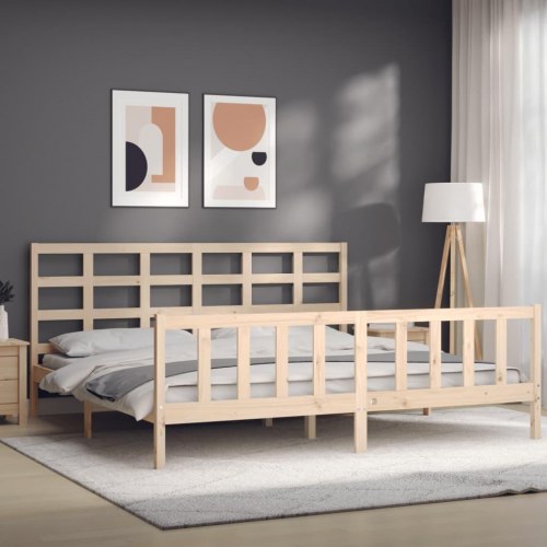 Sengeramme med sengegavl 180x200 cm massivt træ