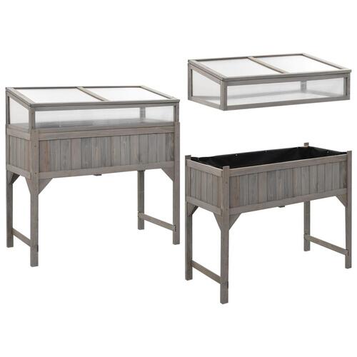 Højbed med drivhus 110x54x120 cm massivt grantræ