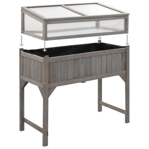 Højbed med drivhus 110x54x120 cm massivt grantræ