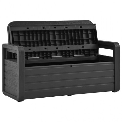 Opbevaringsbænk til haven 132,5 cm plastik antracitgrå