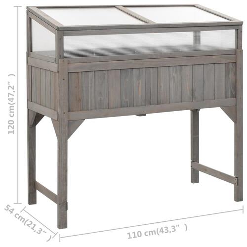 Højbed med drivhus 110x54x120 cm massivt grantræ