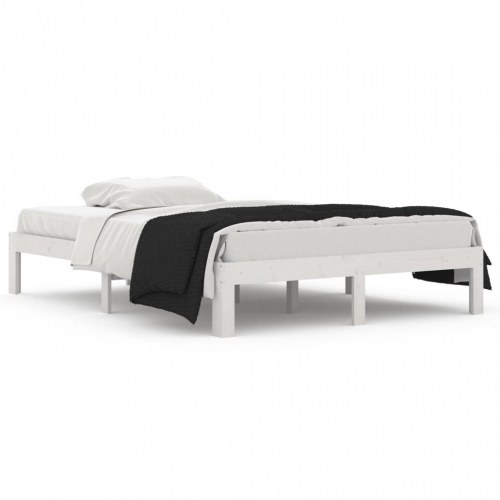 Sengeramme 135×190 cm - dobbelt, massivt fyrretræ, hvid