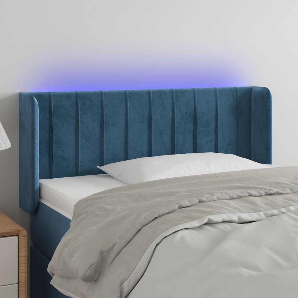 Sengegavl Med Led-Lys Stof - Mørkeblå / 103 x 16 x 78/88 cm