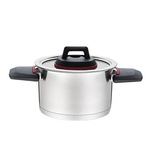 Gryde med låg Feel Maestro MR-3530-18 Rød Sort Stål Rustfrit stål Plastik Ø 18 cm 2,3 L