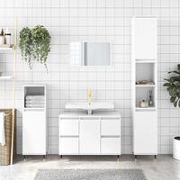 Badeværelsesskab 80x33x60 cm konstrueret træ hvid højglans
