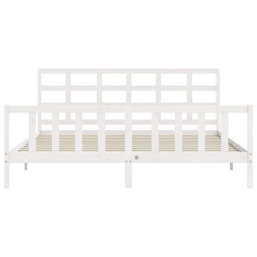 Sengeramme med sengegavl 180x200 cm massivt træ hvid
