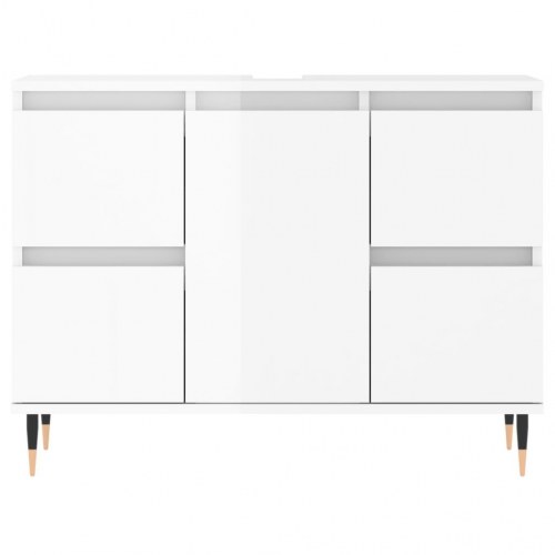 Badeværelsesskab 80x33x60 cm konstrueret træ hvid højglans