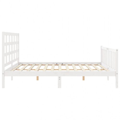 Sengeramme med sengegavl 180x200 cm massivt træ hvid