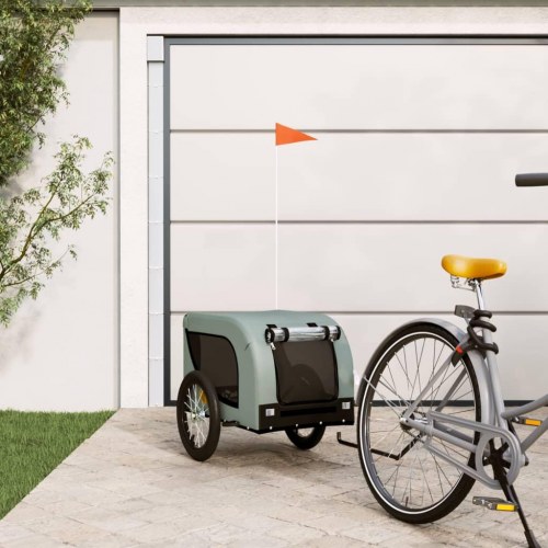 Hundetrailer til cykel i oxfordstof og jern - grå/sort