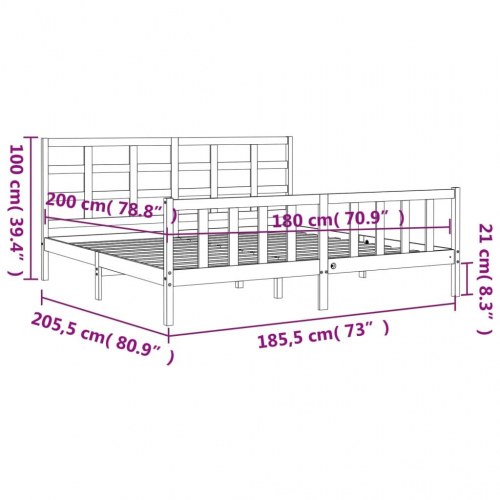 Sengeramme med sengegavl 180x200 cm massivt træ hvid