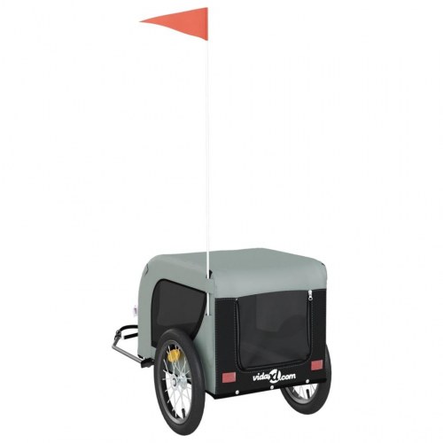 Hundetrailer til cykel i oxfordstof og jern - grå/sort