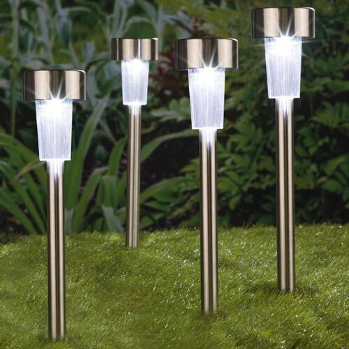 HI soldrevet LED-lampe til haven 4 stk. 36 cm rustfrit stål