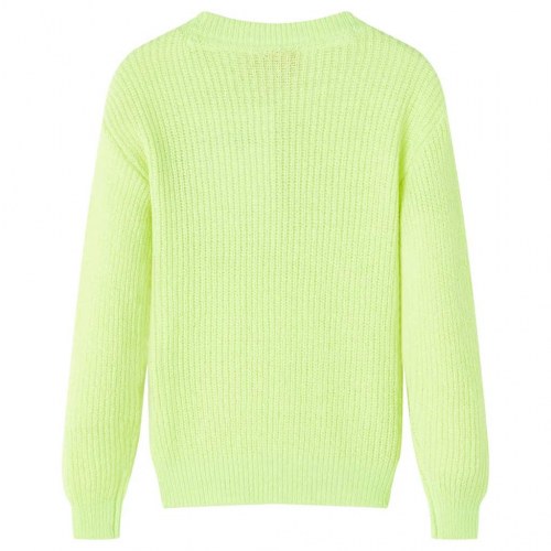 Sweater til børn str. 104 strikket neongul