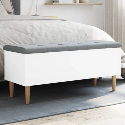 Opbevaringsbænk 102x42x46 cm konstrueret træ hvid