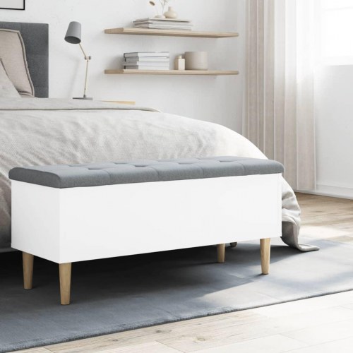 Opbevaringsbænk 102x42x46 cm konstrueret træ hvid