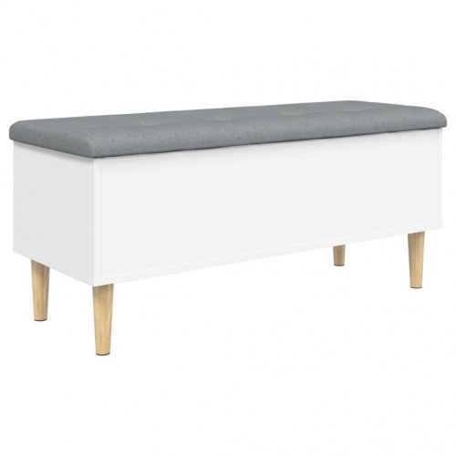 Opbevaringsbænk 102x42x46 cm konstrueret træ hvid