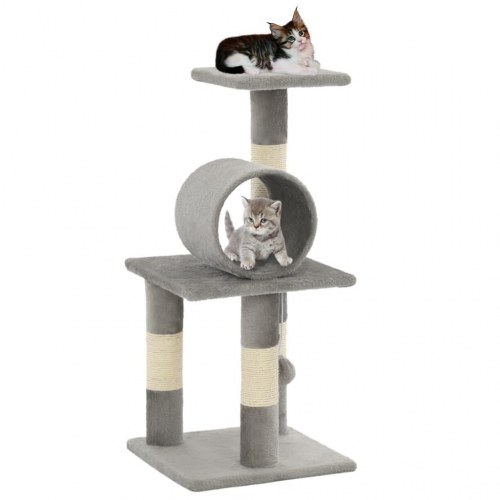 Kradsetræ til katte med sisal-kradsestolper 65 cm - grå