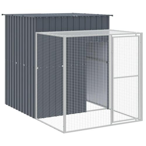 Hønsehus med løbegård 165x251x181 cm galvaniseret stål antracit