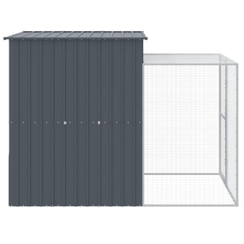 Hønsehus med løbegård 165x251x181 cm galvaniseret stål antracit