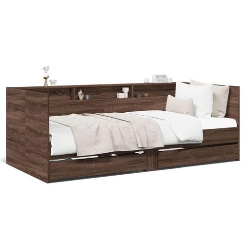 Daybed med skuffer uden madras 100x200 cm brunt eg