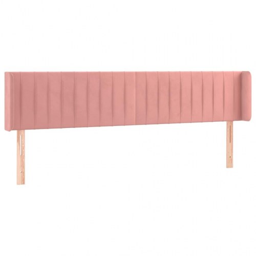 Sengegavl med LED-lys i fløjl 163 x 16 x 78/88 cm - lyserød