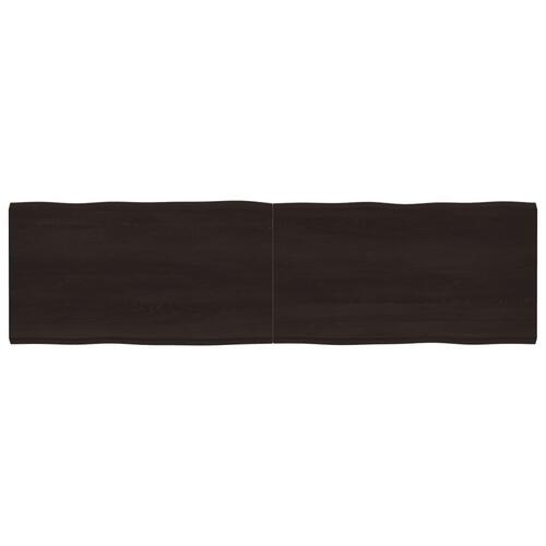Bordplade 220x60x(2-4) cm naturlig kant behandlet træ mørkebrun
