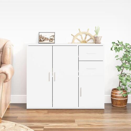 Skænk 91x29,5x75 cm konstrueret træ hvid højglans
