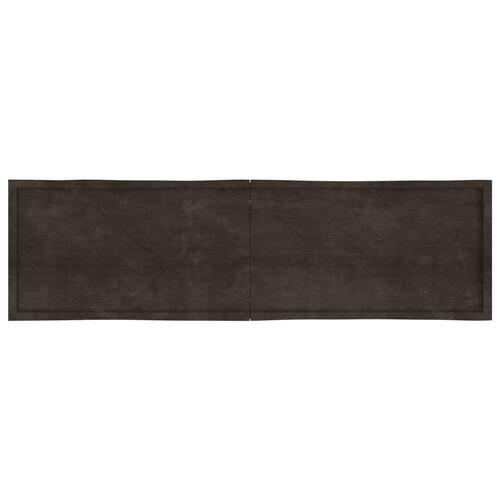 Bordplade 220x60x(2-4) cm naturlig kant behandlet træ mørkebrun
