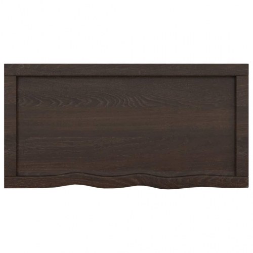 Væghylde 80x40x(2-4) cm behandlet massivt egetræ mørkebrun