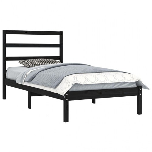 Sengeramme 100x200 cm massivt fyrretræ sort