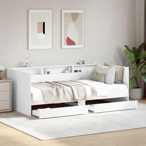 Daybed med skuffer 100x200 cm konstrueret træ hvid