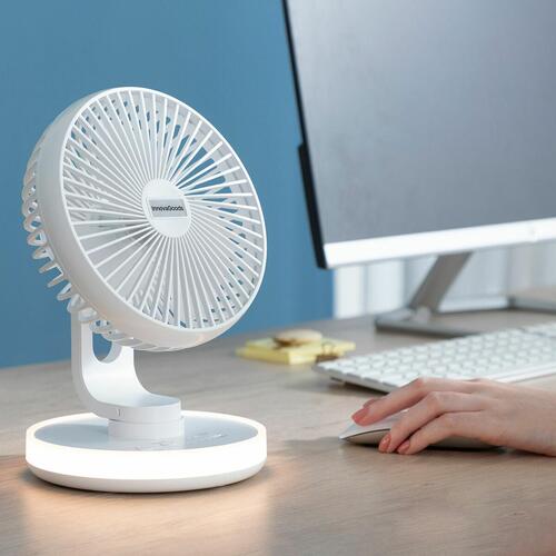 Genopladelig ventilator til skrivebord med LED FanLed Ø6,6'' 4000 mAh
