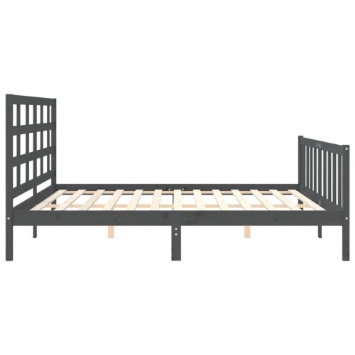 Sengeramme med sengegavl 200x200 cm massivt træ grå
