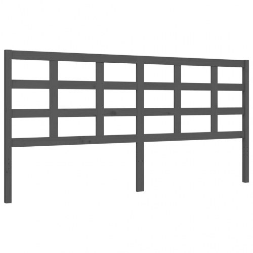 Sengeramme med sengegavl 200x200 cm massivt træ grå