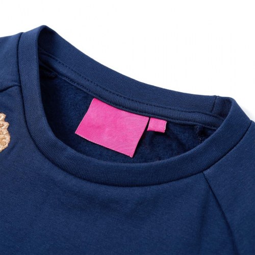 Sweatshirt til børn str. 116 - marineblå med paillet-giraf