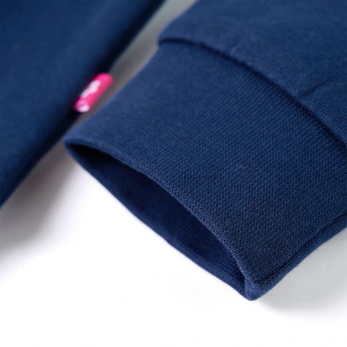 Sweatshirt til børn str. 116 - marineblå med paillet-giraf